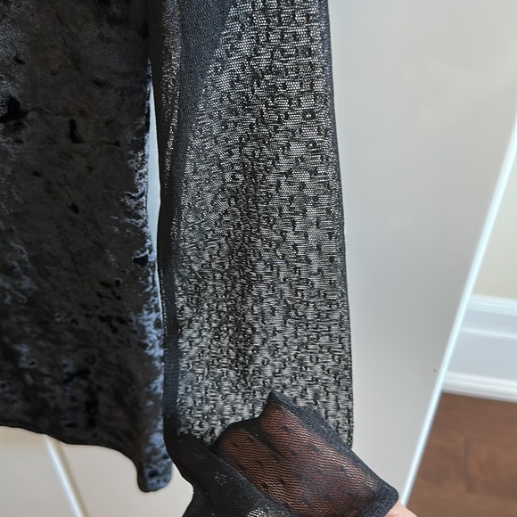 NEW! Velvet top with mesh sleeves - Picture 3 of 3